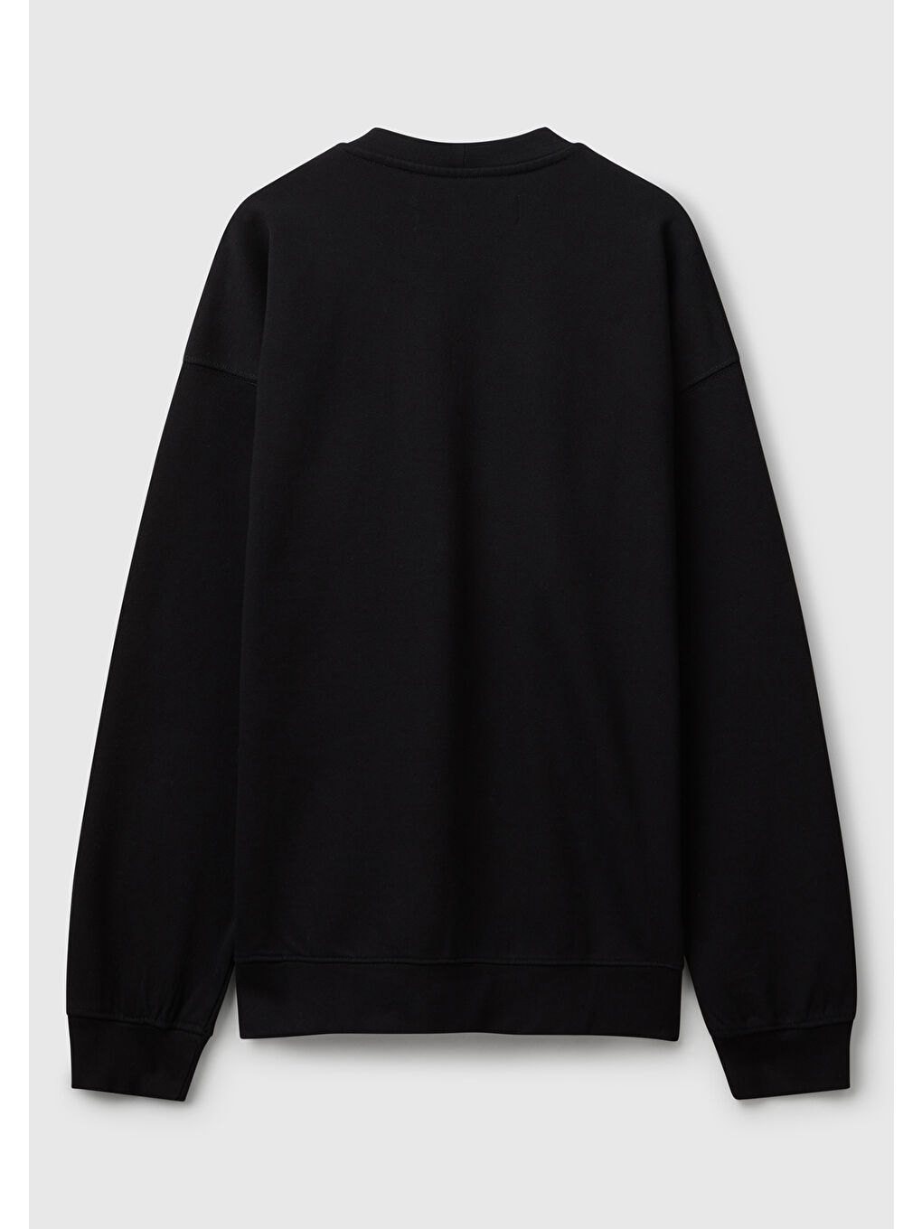 Erkek Siyah %100 Pamuk Önü Logo İşlemeli Bisiklet Yaka Sweatshirt-3