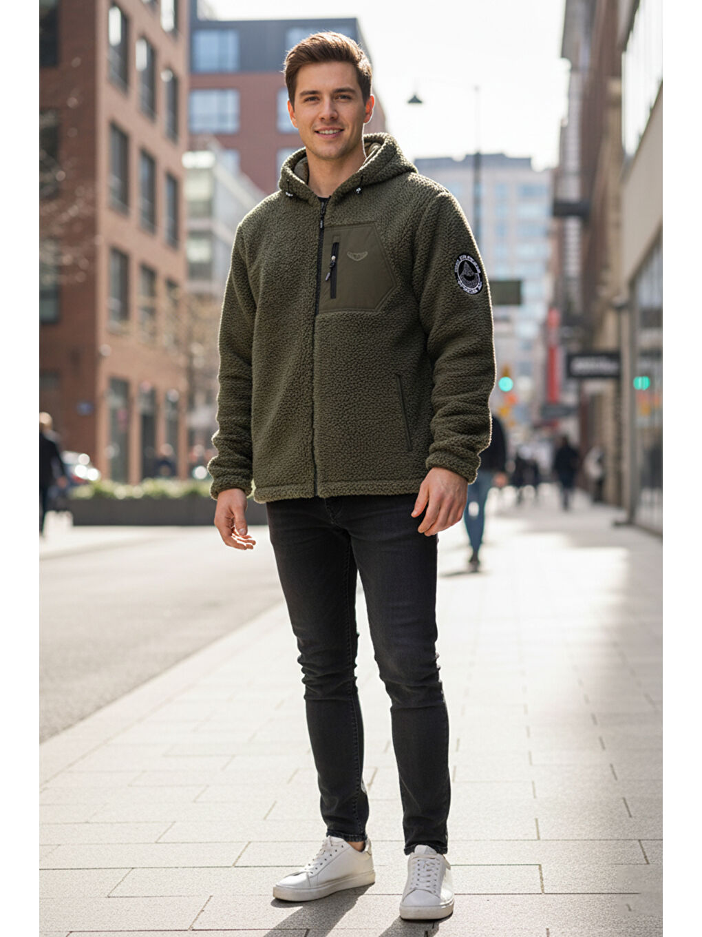 Erkek Çift Taraflı Pelüş Mont Ceket 25725 Haki-3