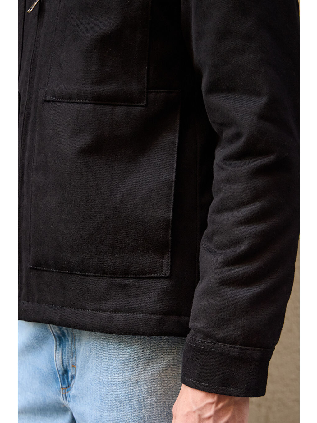 Erkek Pamuklu %100 Pamuk Ceket Mont Siyah-5