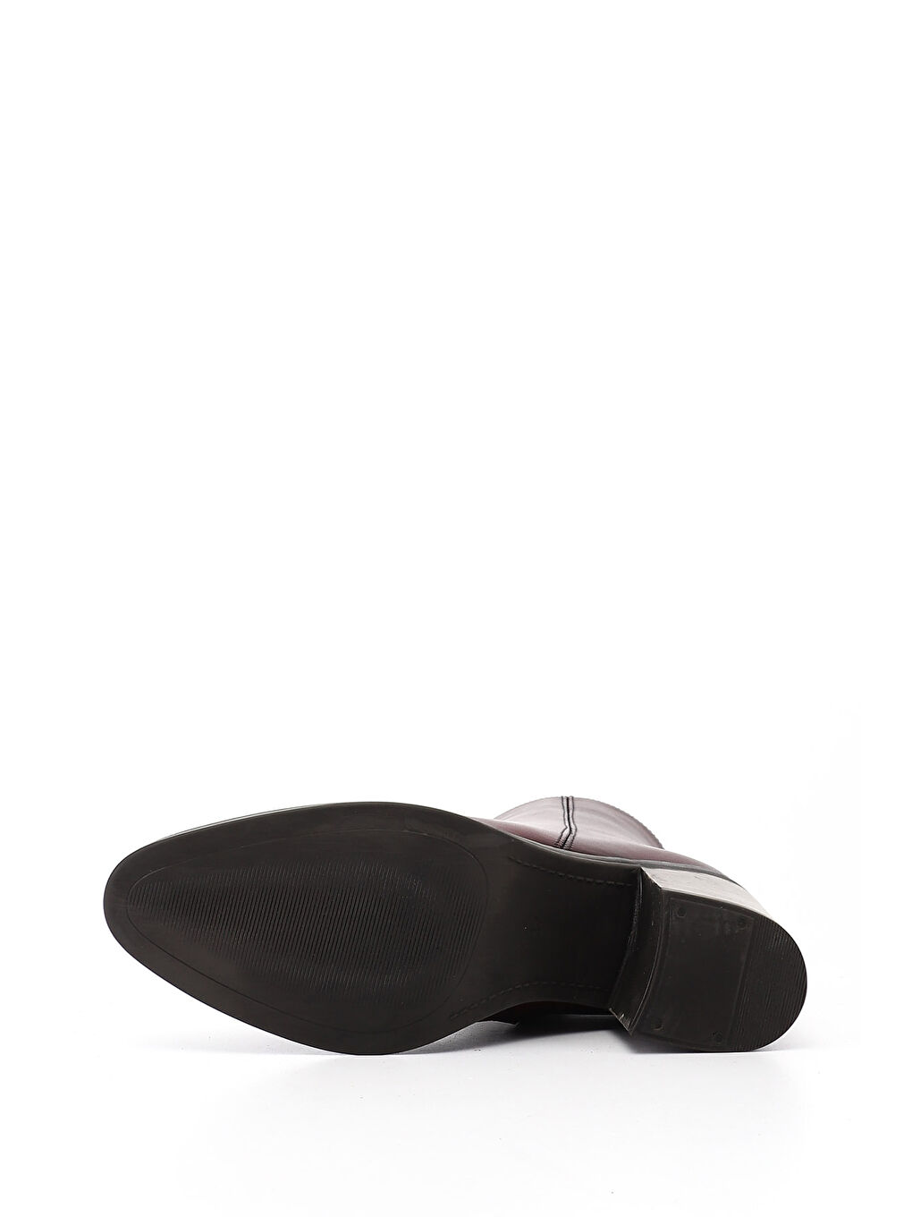 Bordo Kadın KOYU BORDO Fermuarlı Kalın Topuklu Hakiki Deri Bot-4