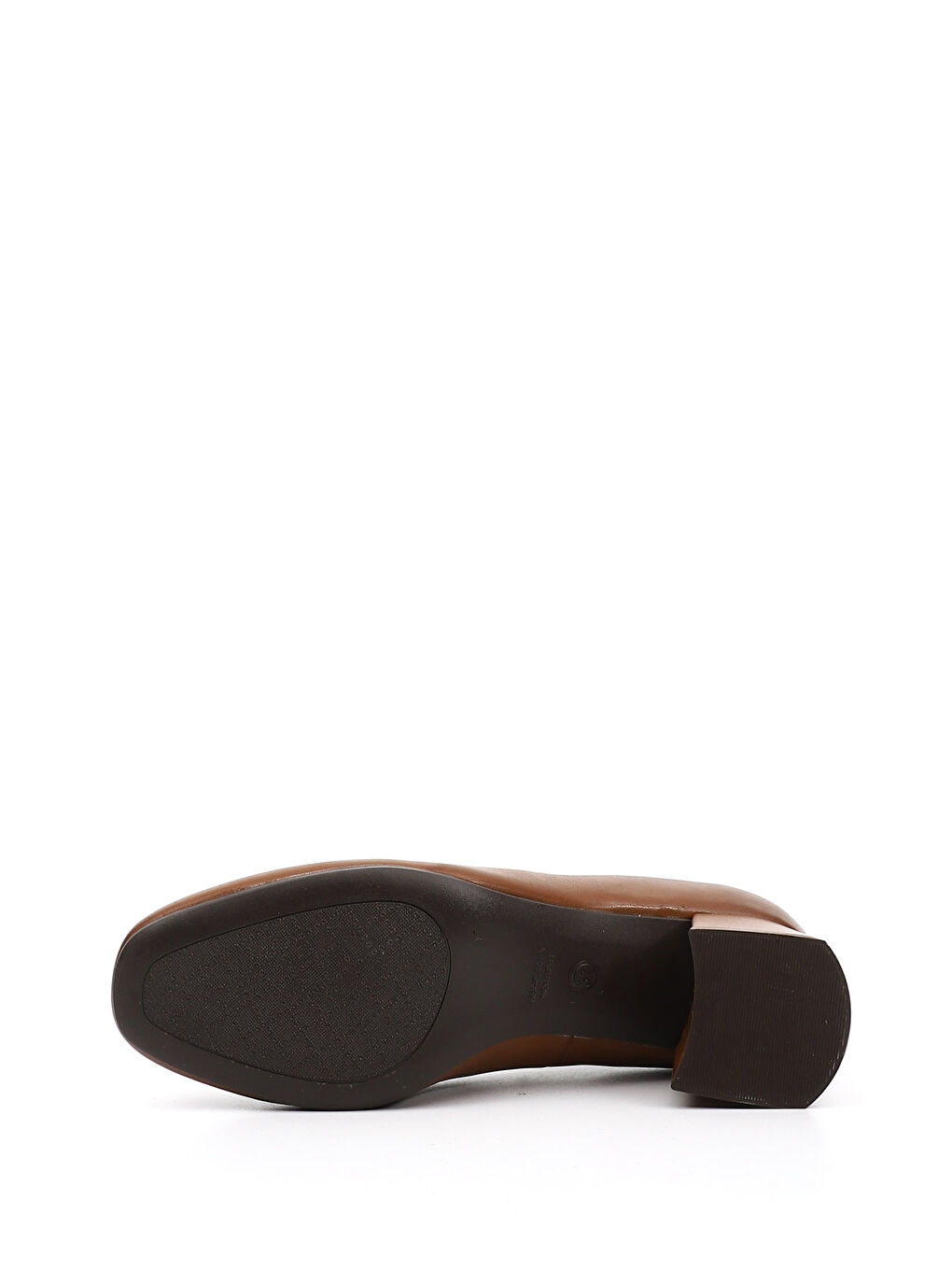 Kahverengi Kadın KAHVERENGİ-TABA Küt Burun Kalın Topuklu Hakiki Deri Ayakkabı-4