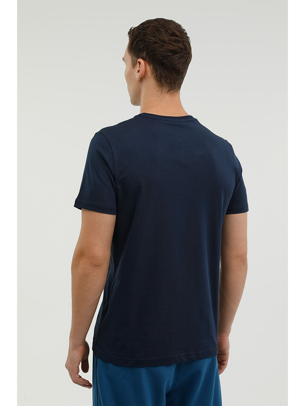 M-CT102 BASIC C NECK T-SH Lacivert Erkek Kısa Kol Tişört-1