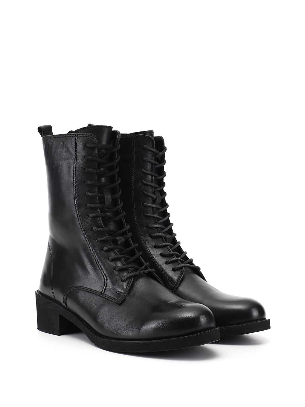 Siyah Kadın SİYAH Fermuarlı Kauçuk Taban Hakiki Deri Bot-2