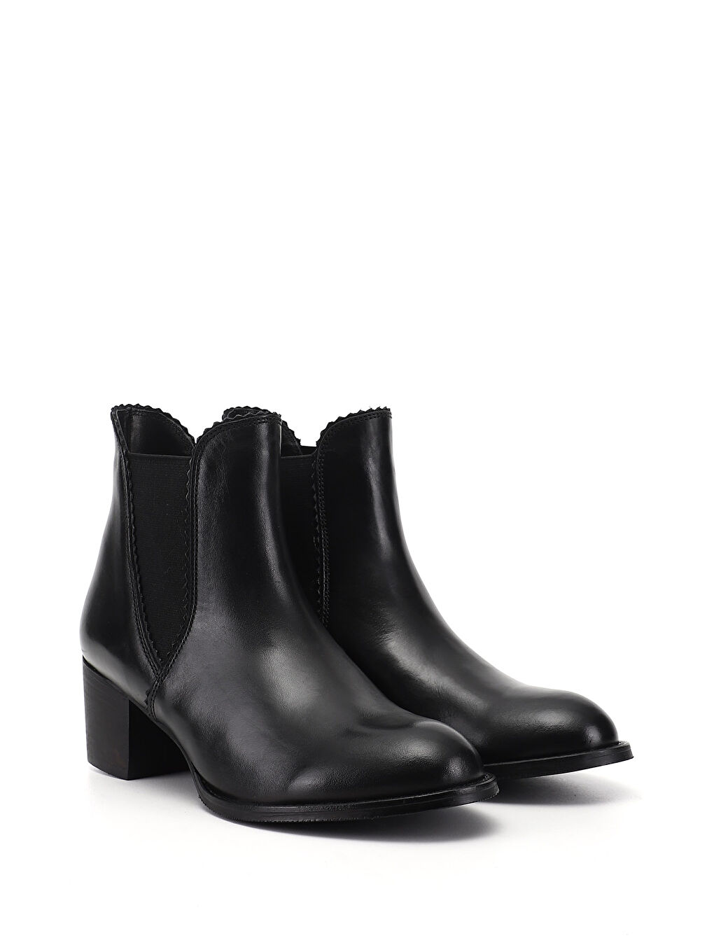 Siyah Kadın SİYAH Topuklu Hakiki Deri Chelsea Bot-2