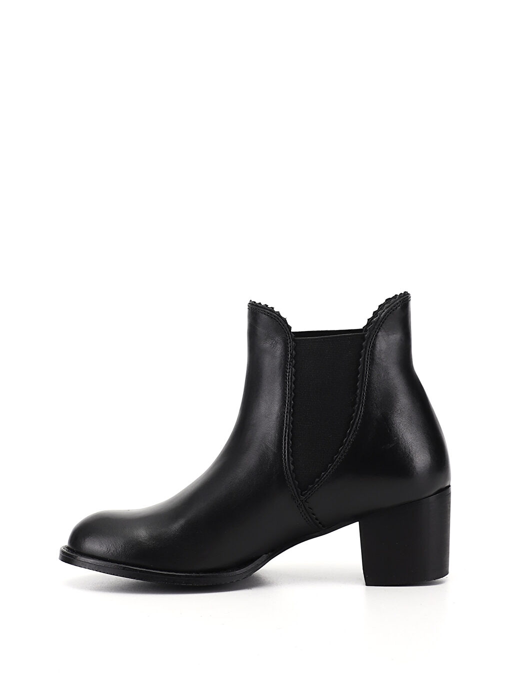 Siyah Kadın SİYAH Topuklu Hakiki Deri Chelsea Bot-3
