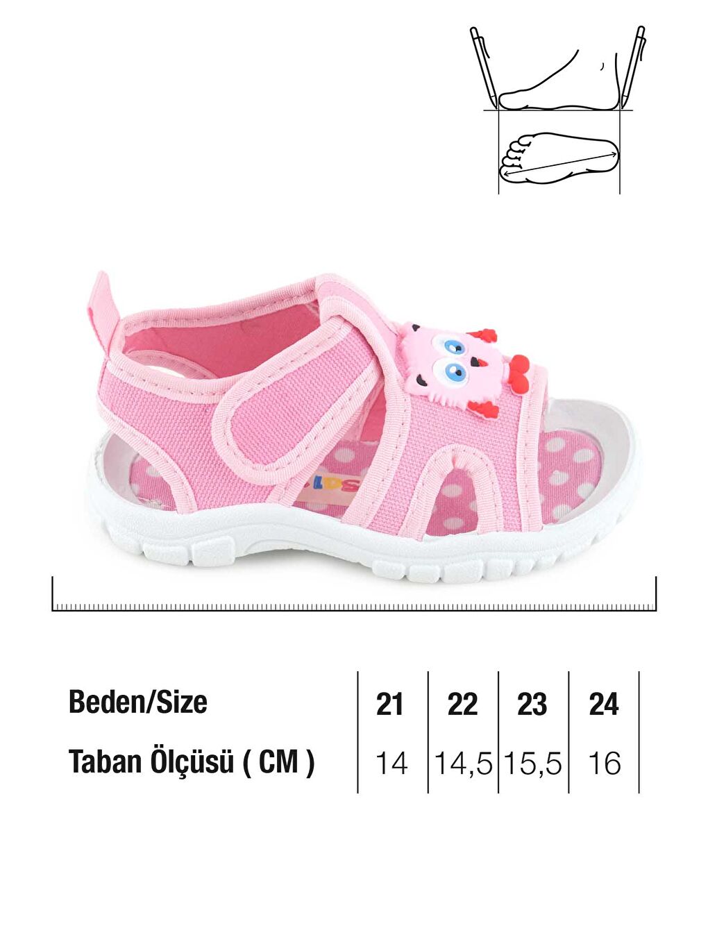 Pembe Kız Çocuk Yazlık Alt Taban PVC Rahat İç Taban Terk Cırt Cırtlı Ayarlanabilir Günlük Sandalet-1