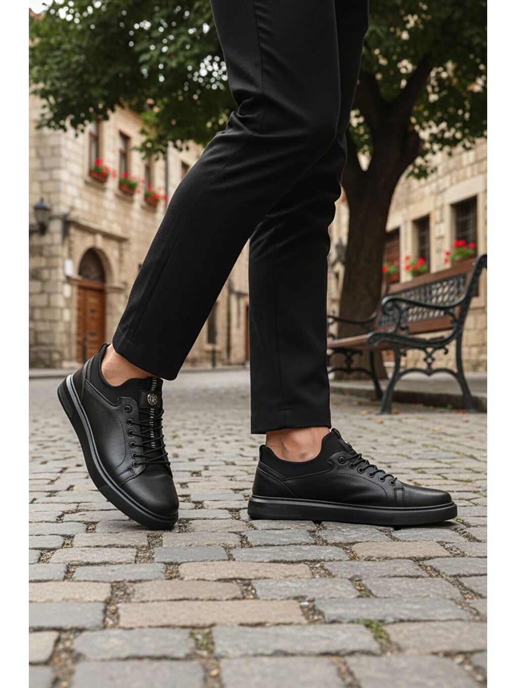 Siyah Hakiki Deri Erkek Casual Ayakkabı 140 M-2