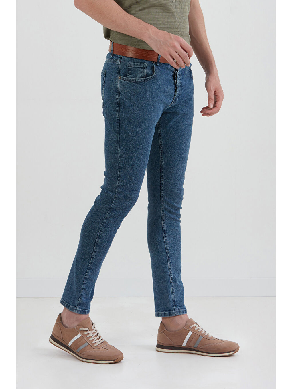 Mavi Fermuarlı Skinny Jean Pantolon-3