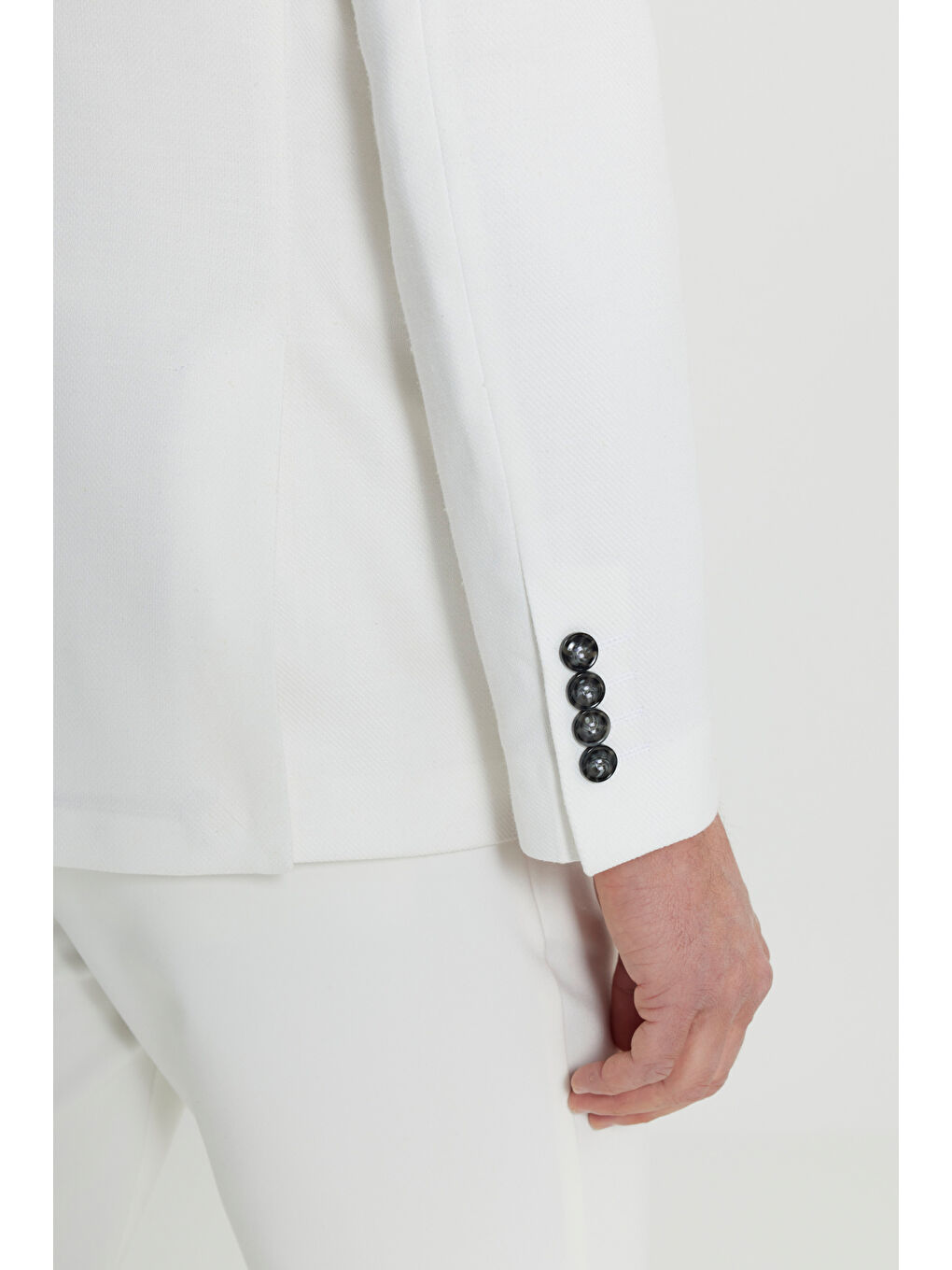 Erkek Ekru Slim Fit Dar Kesim Kırlangıç Yaka Kapak Cepli Blazer Ceket-6