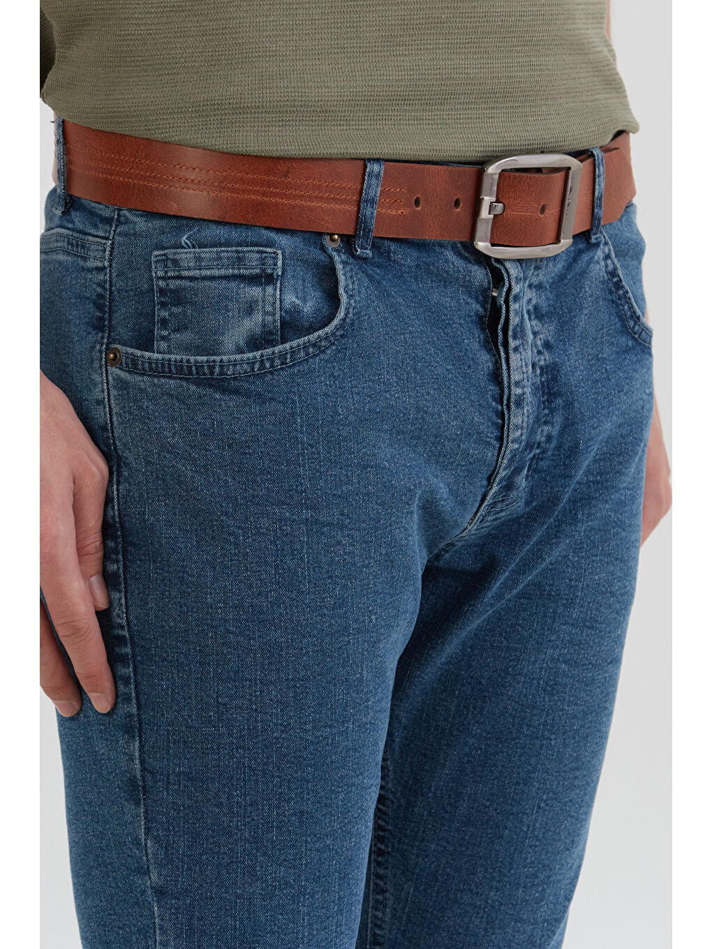 Mavi Fermuarlı Skinny Jean Pantolon-4