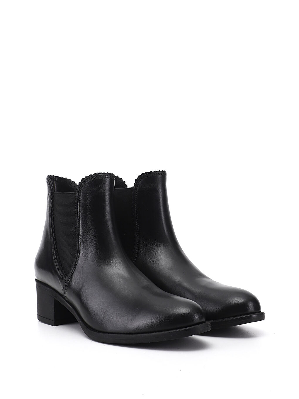 Siyah Kadın SİYAH Kauçuk Taban Hakiki Deri Chelsea Bot-2
