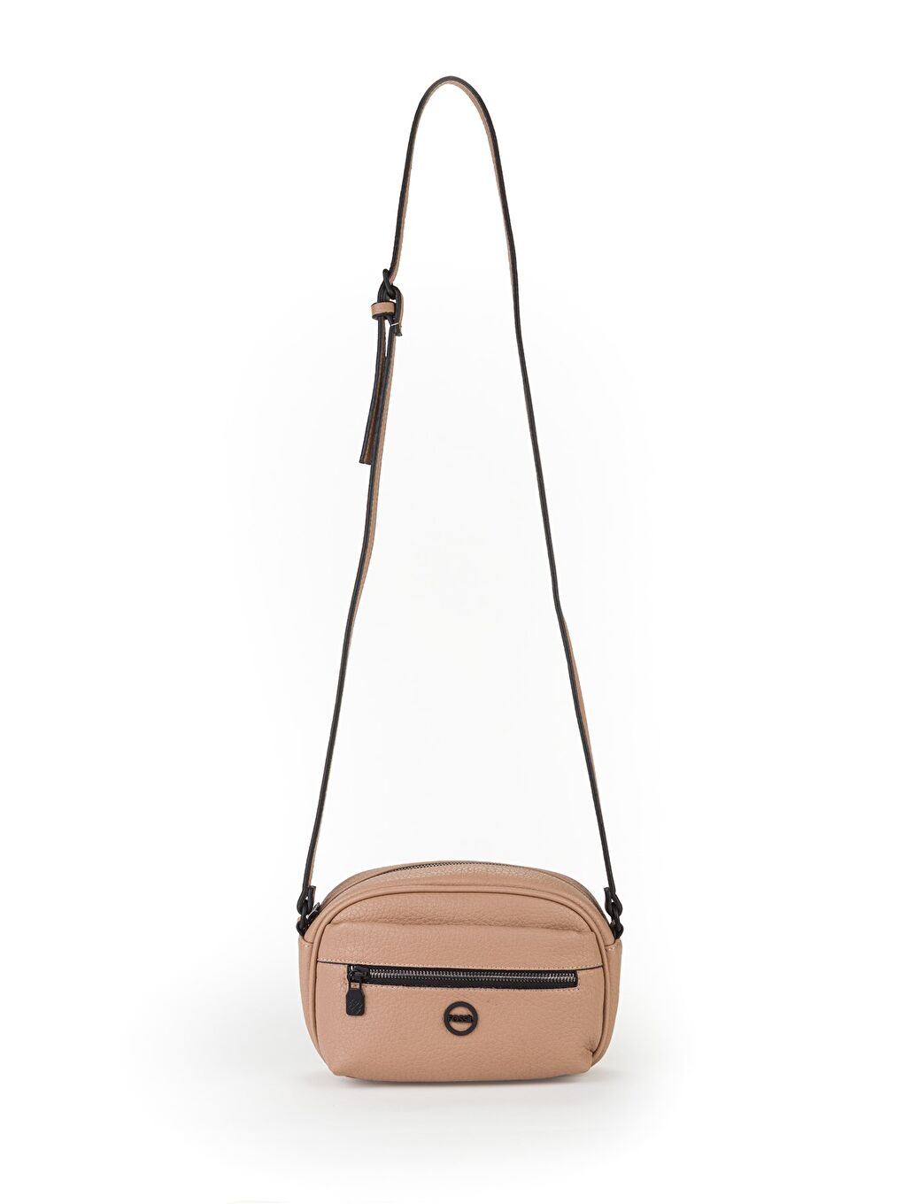 Bej Kadın Fermuarlı Mini Çapraz Omuz Çantası