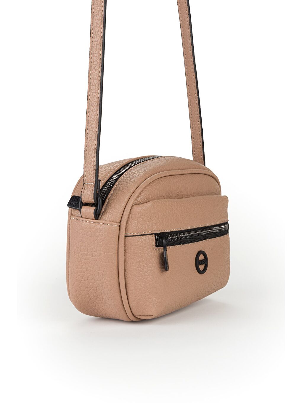 Bej Kadın Fermuarlı Mini Çapraz Omuz Çantası-2