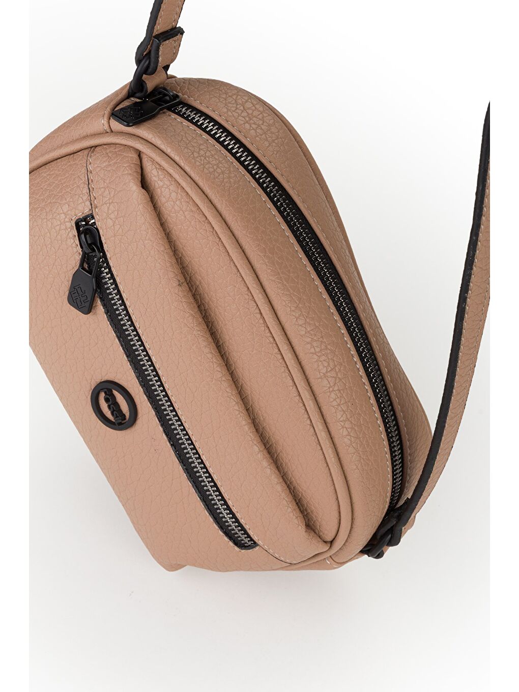 Bej Kadın Fermuarlı Mini Çapraz Omuz Çantası-3