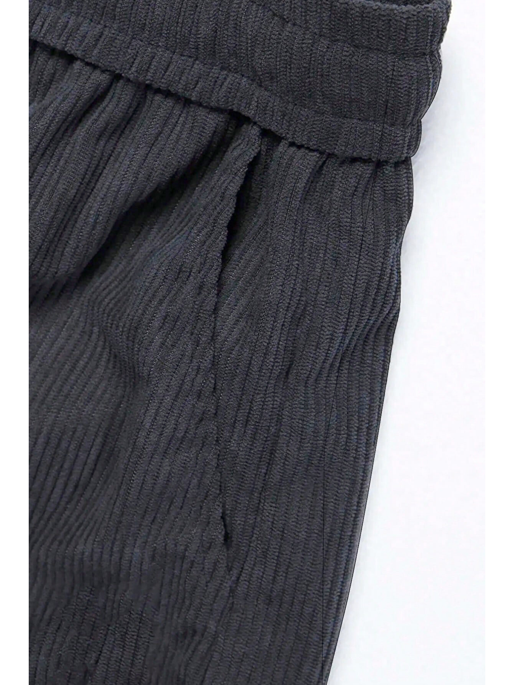 Gri GENIUS Erkek Pantolon Fitilli Kadife Bol Paça Oversize Pantolon-1