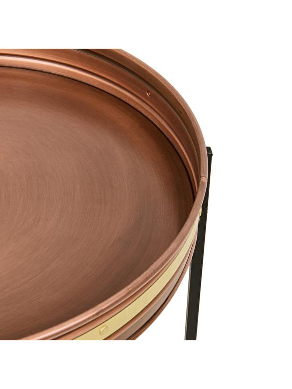 Turuncu Yuvarlak Tepsi Sehpa - Bakır / Altın - 56 cm-1