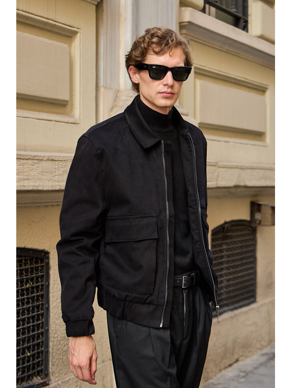 Erkek Pamuklu Mont %100 Pamuk Ceket Siyah-1