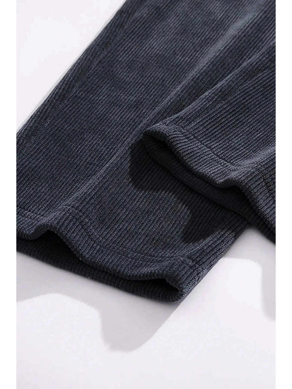 Gri GENIUS Erkek Pantolon Fitilli Kadife Bol Paça Oversize Pantolon-2