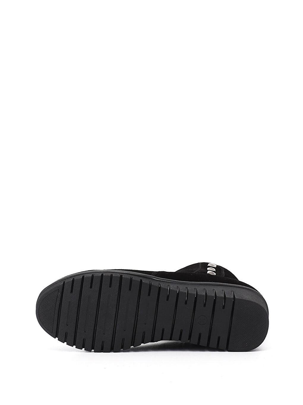 Siyah Kadın SİYAH MELANJ Fermuarlı Termo Taban Hakiki Deri Bot-4