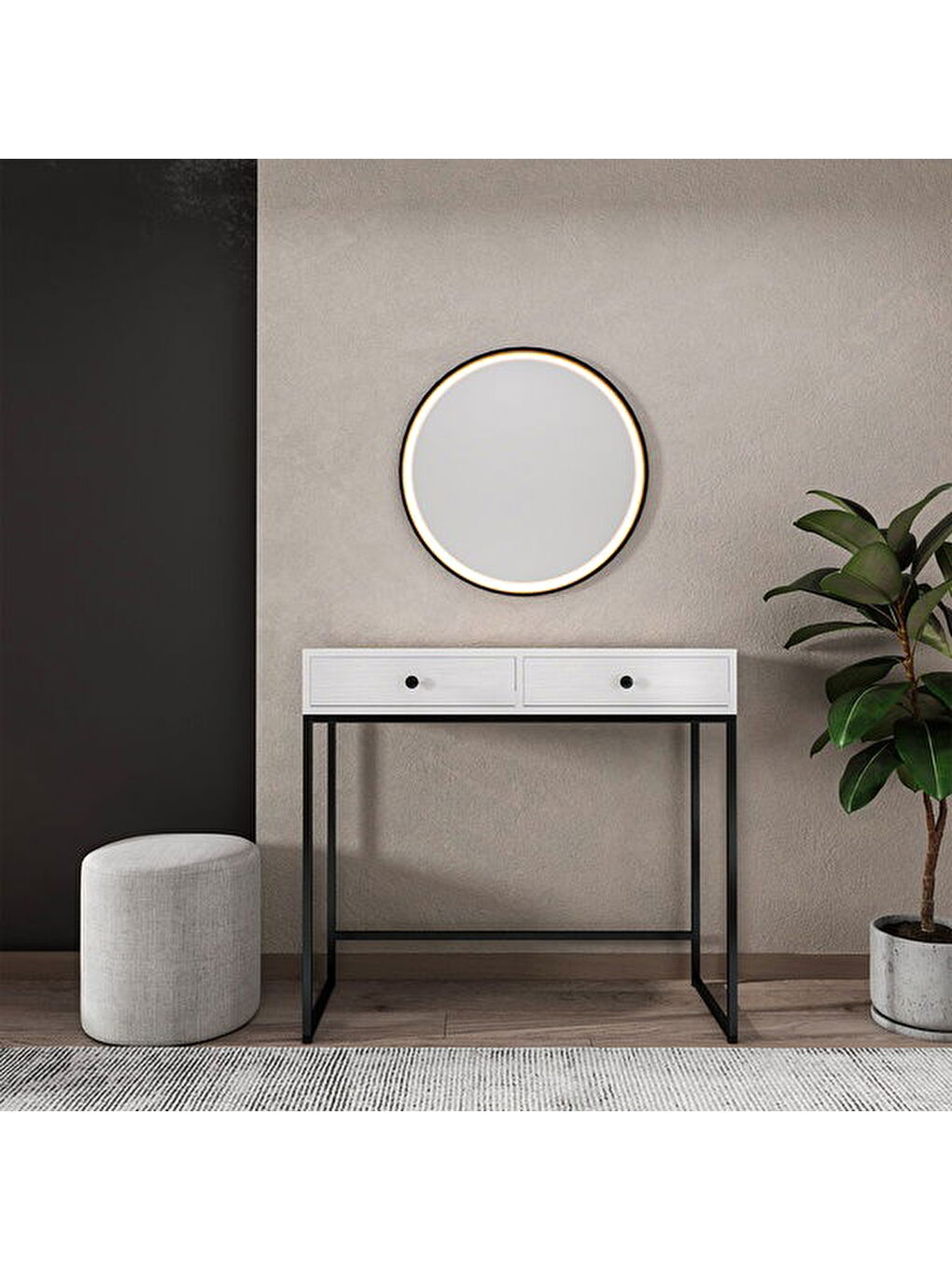 Alba Dresuar - Beyaz / Siyah - 90x40x100 cm