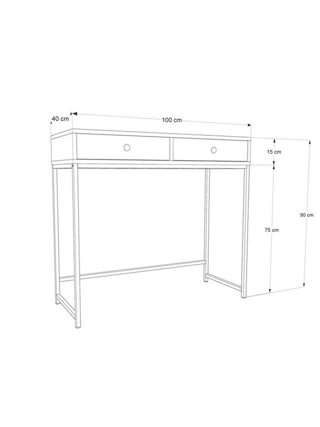 Alba Dresuar - Beyaz / Siyah - 90x40x100 cm-1