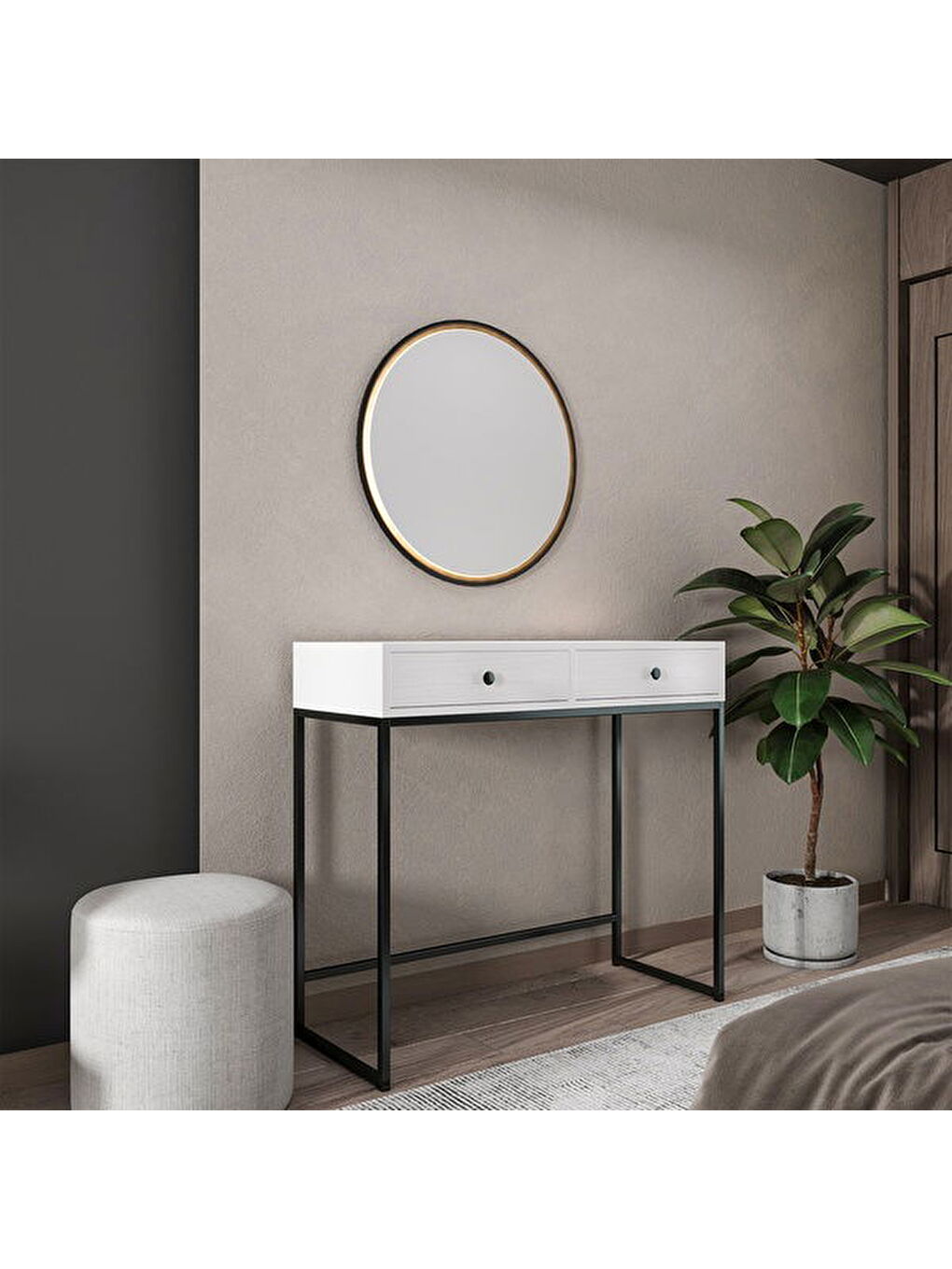 Alba Dresuar - Beyaz / Siyah - 90x40x100 cm-2