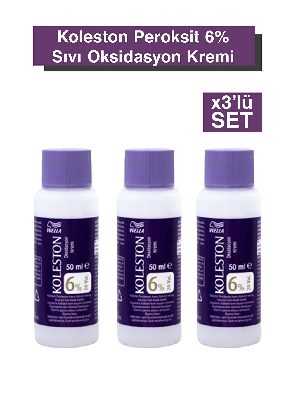 Wella Renksiz Koleston Peroksit 6% Sıvı Oksidasyon Kremi 3x'li set