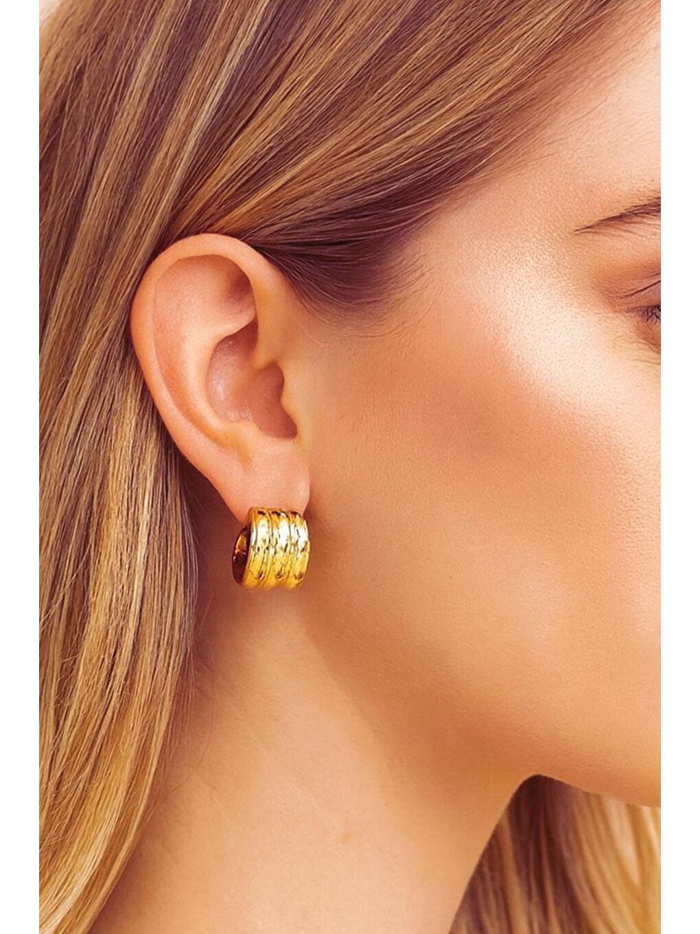 Sarı Altın Renk Çelik Küpe