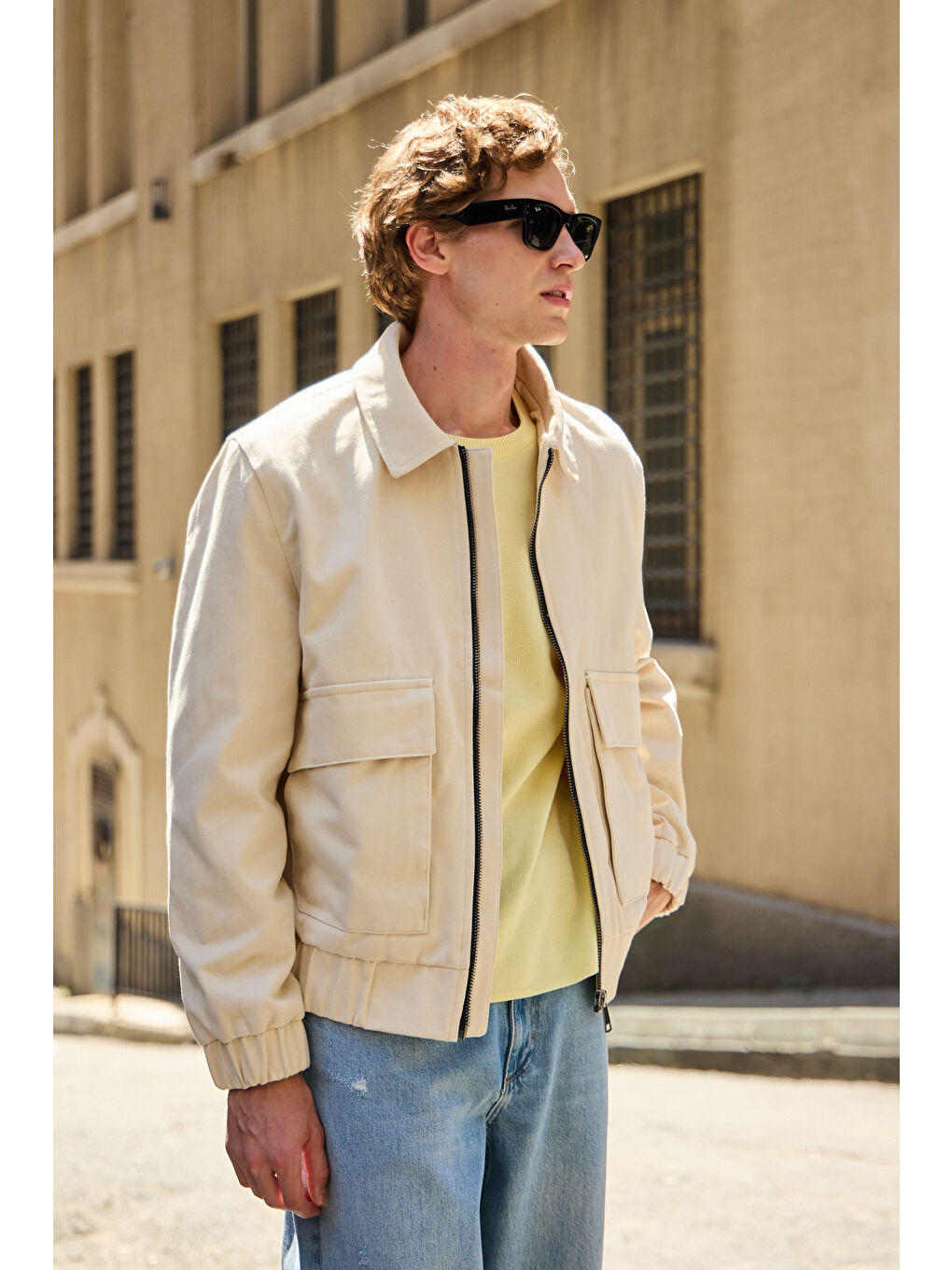 Erkek Pamuklu Mont %100 Pamuk Ceket Bej