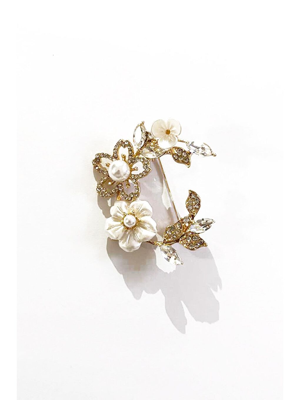 Sarı İnci Çiçekli Zarif Broş Yaka İğnesi-1