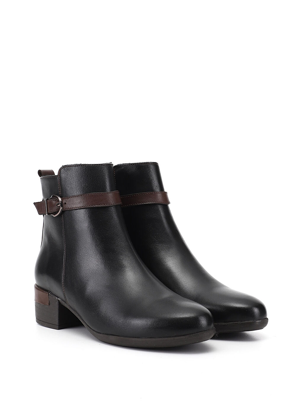 Siyah Kadın SİYAH Fermuarlı Kalın Topuklu Hakiki Deri Bot-2