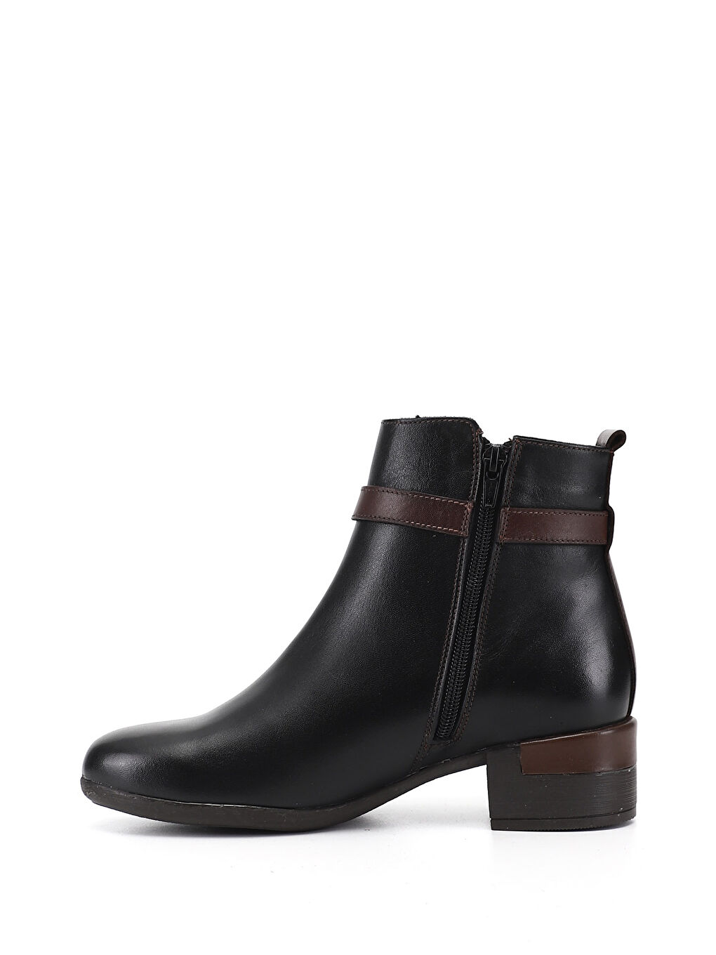Siyah Kadın SİYAH Fermuarlı Kalın Topuklu Hakiki Deri Bot-3