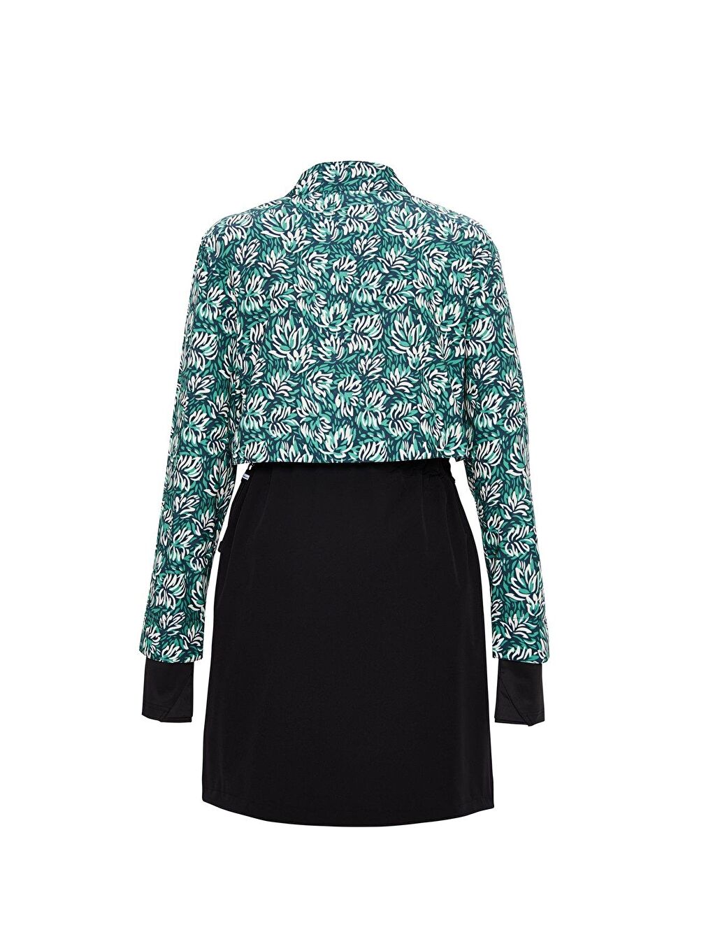 Beyaz Esila Yeşil Çiçek Desenli 5 Parça Tam Tesettür Mayo Takımı 2934-2