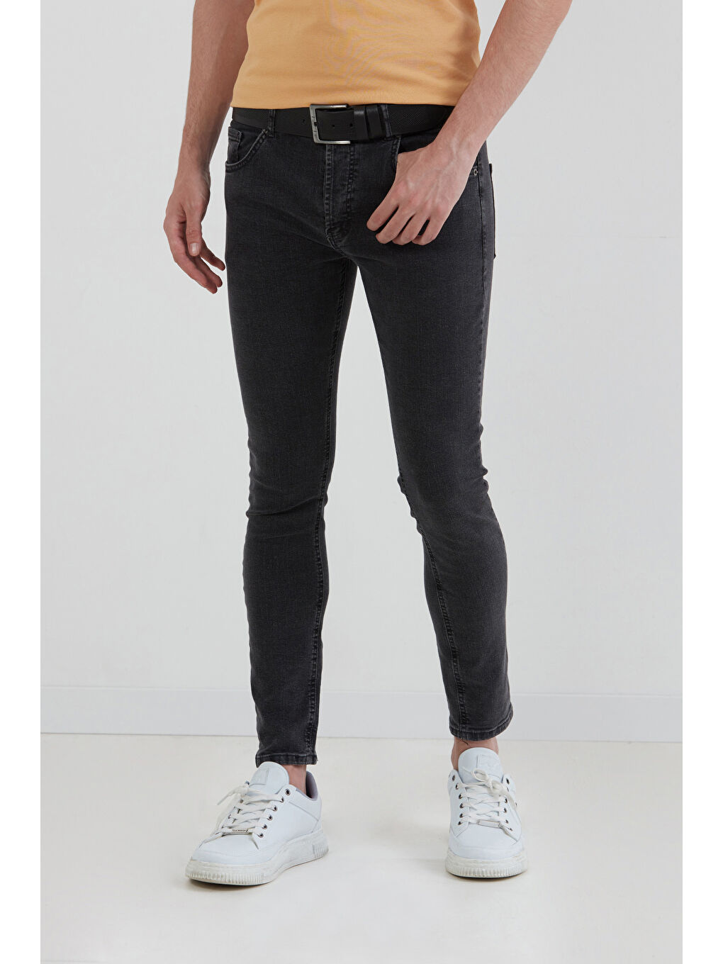 Beyaz Fermuarlı Skinny Jean Pantolon-2