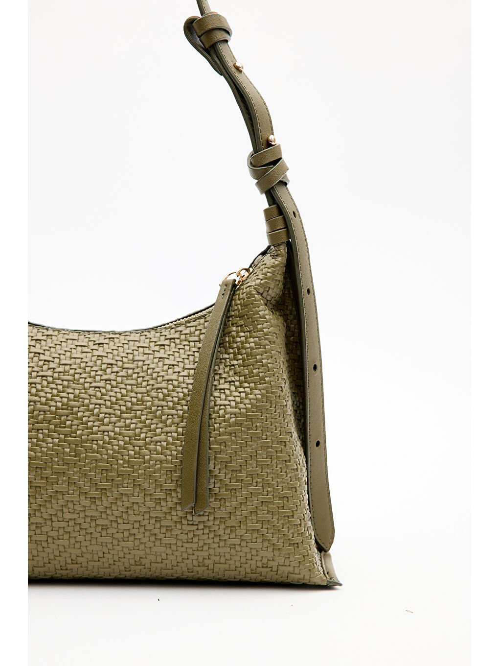 Dokulu Deri Omuz Çantası Yağ Yeşili-1