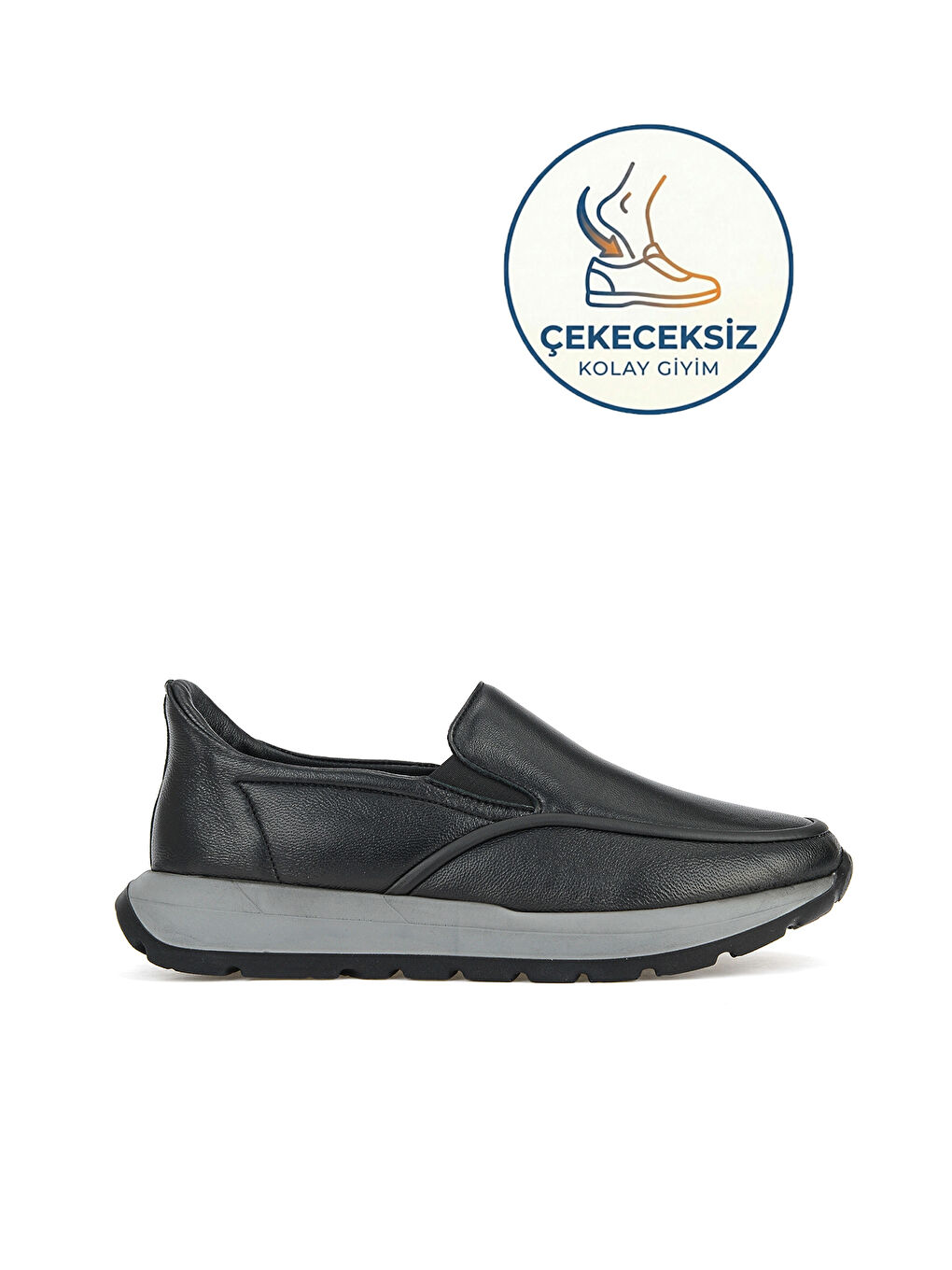 Erkek Hakiki Deri Kolay Giyilir Konfor Ayakkabı 15310Z1102 Siyah-1