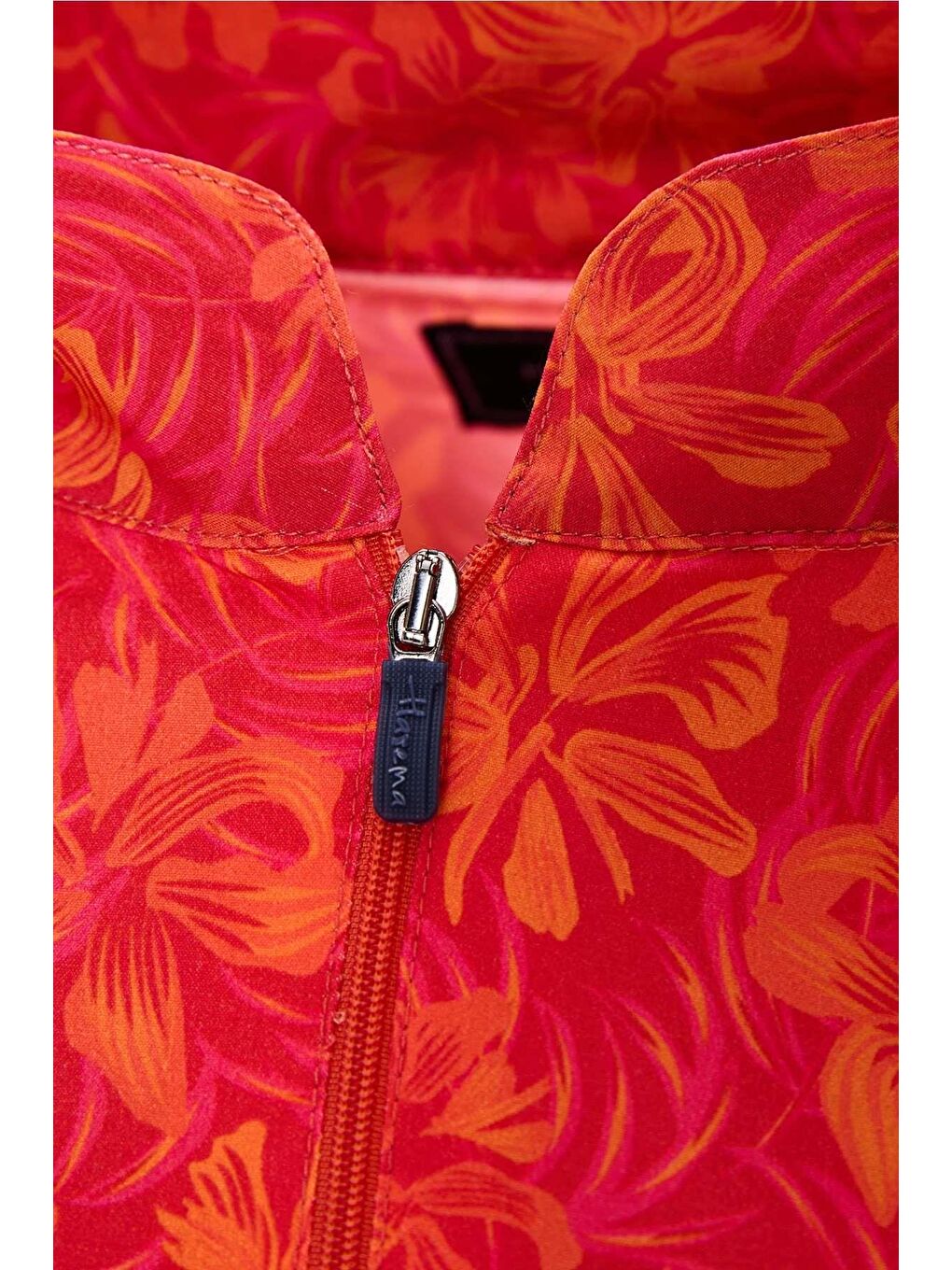 Lacivert Esila Turuncu Çiçek Desenli 5 Parça Tam Tesettür Mayo Takımı 2934-3