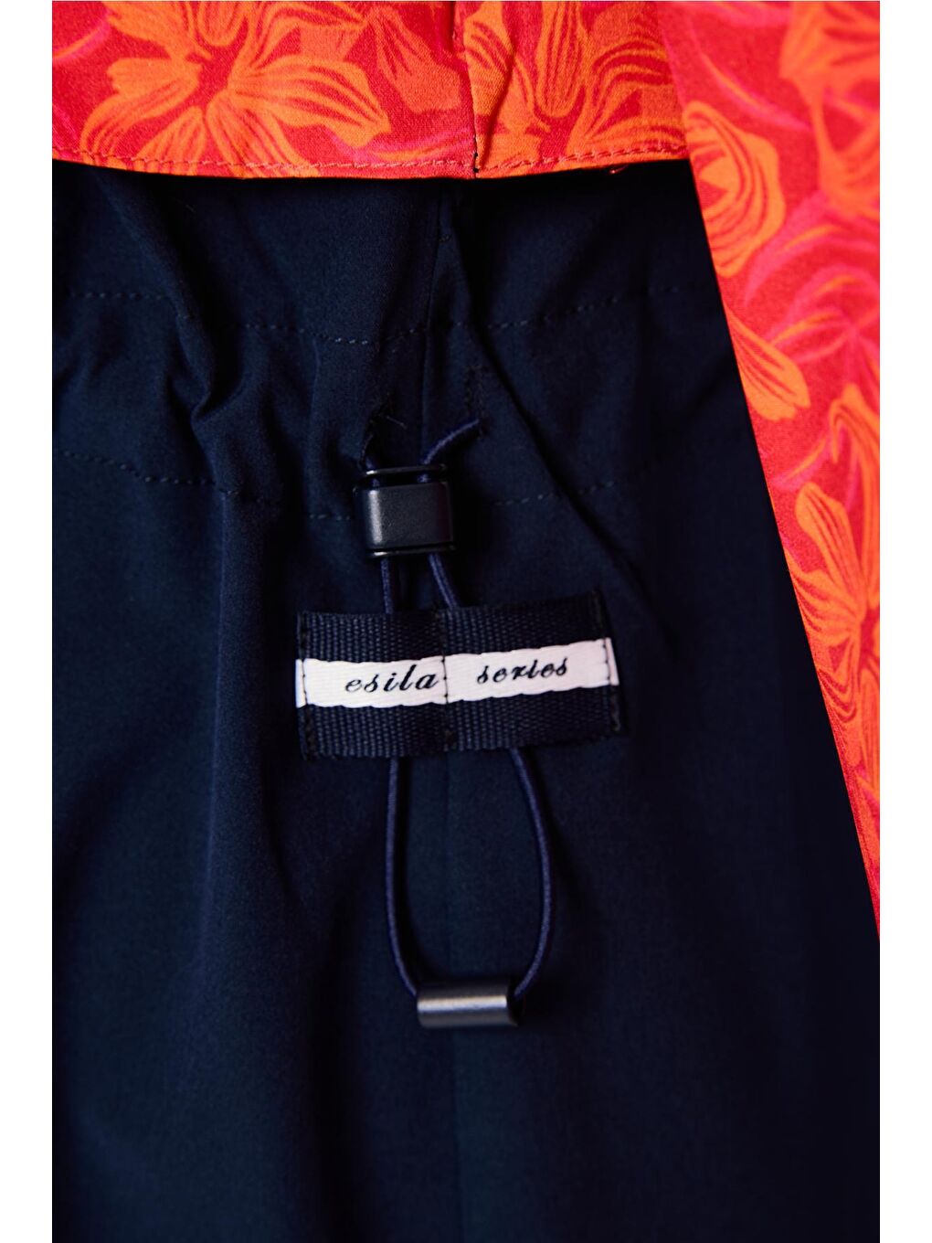 Lacivert Esila Turuncu Çiçek Desenli 5 Parça Tam Tesettür Mayo Takımı 2934-4