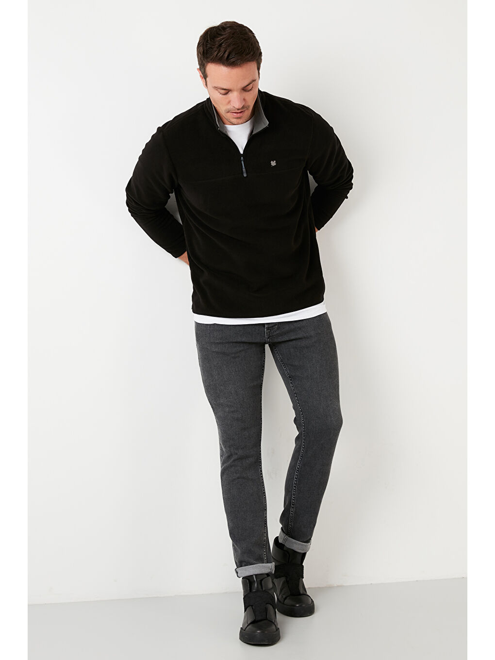 Siyah Slim Fit Anti-Pilling Tüylenme Yapmayan Şardonlu Soğuk Geçirmez 2'li Paket Polar 5906001S2-3