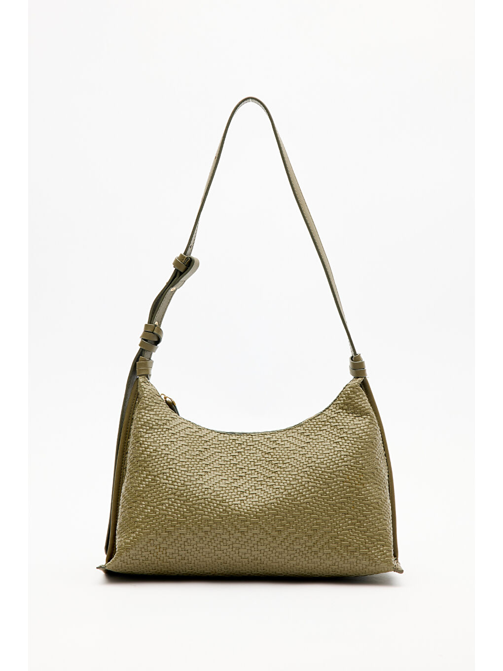 Dokulu Deri Omuz Çantası Yağ Yeşili-4