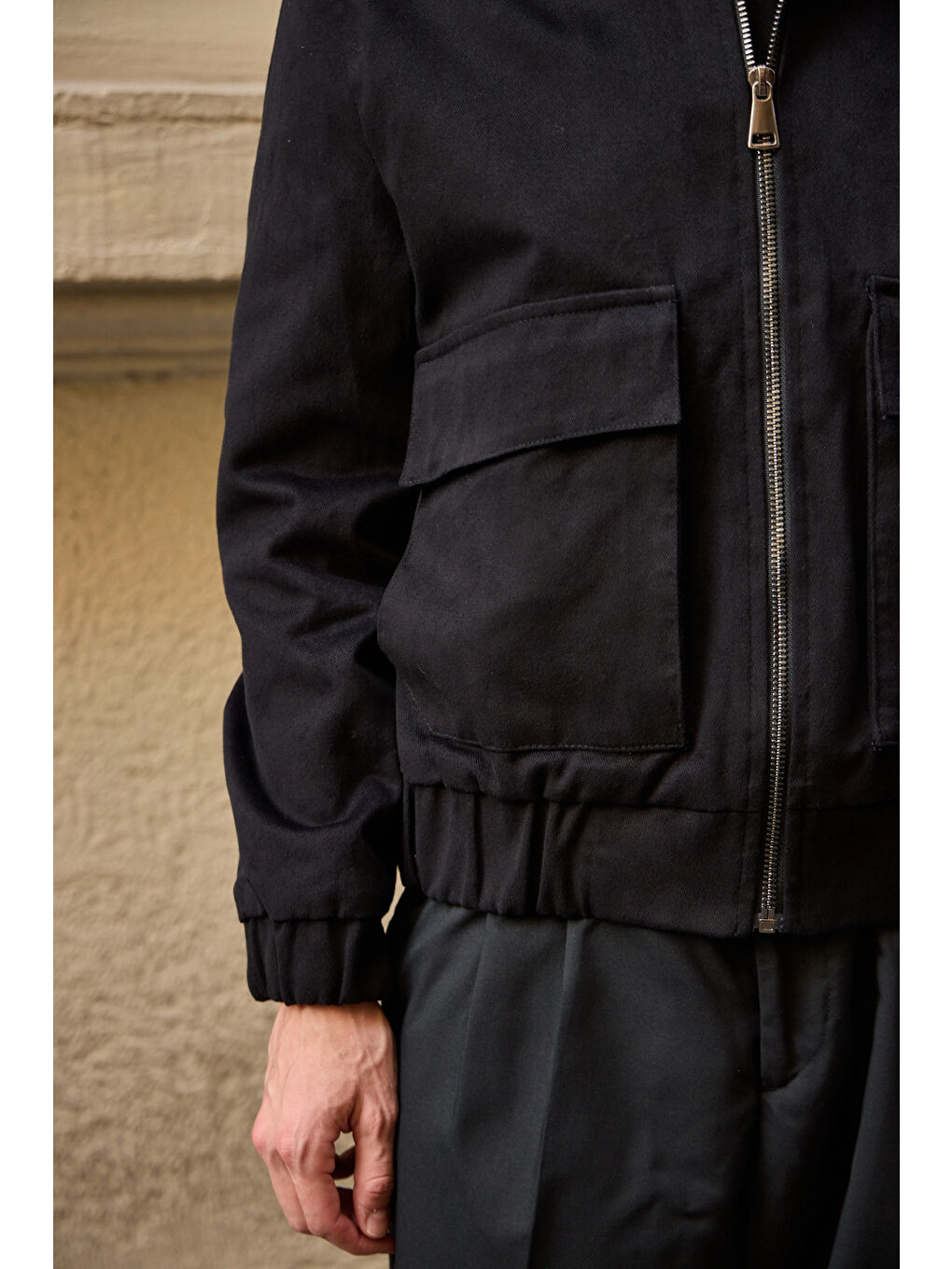 Erkek Pamuklu Mont %100 Pamuk Ceket Siyah-5