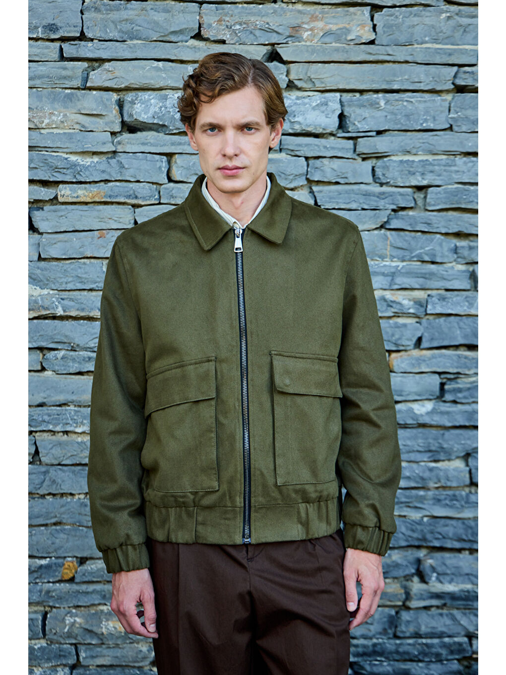 Erkek Pamuklu Mont %100 Pamuk Ceket Haki