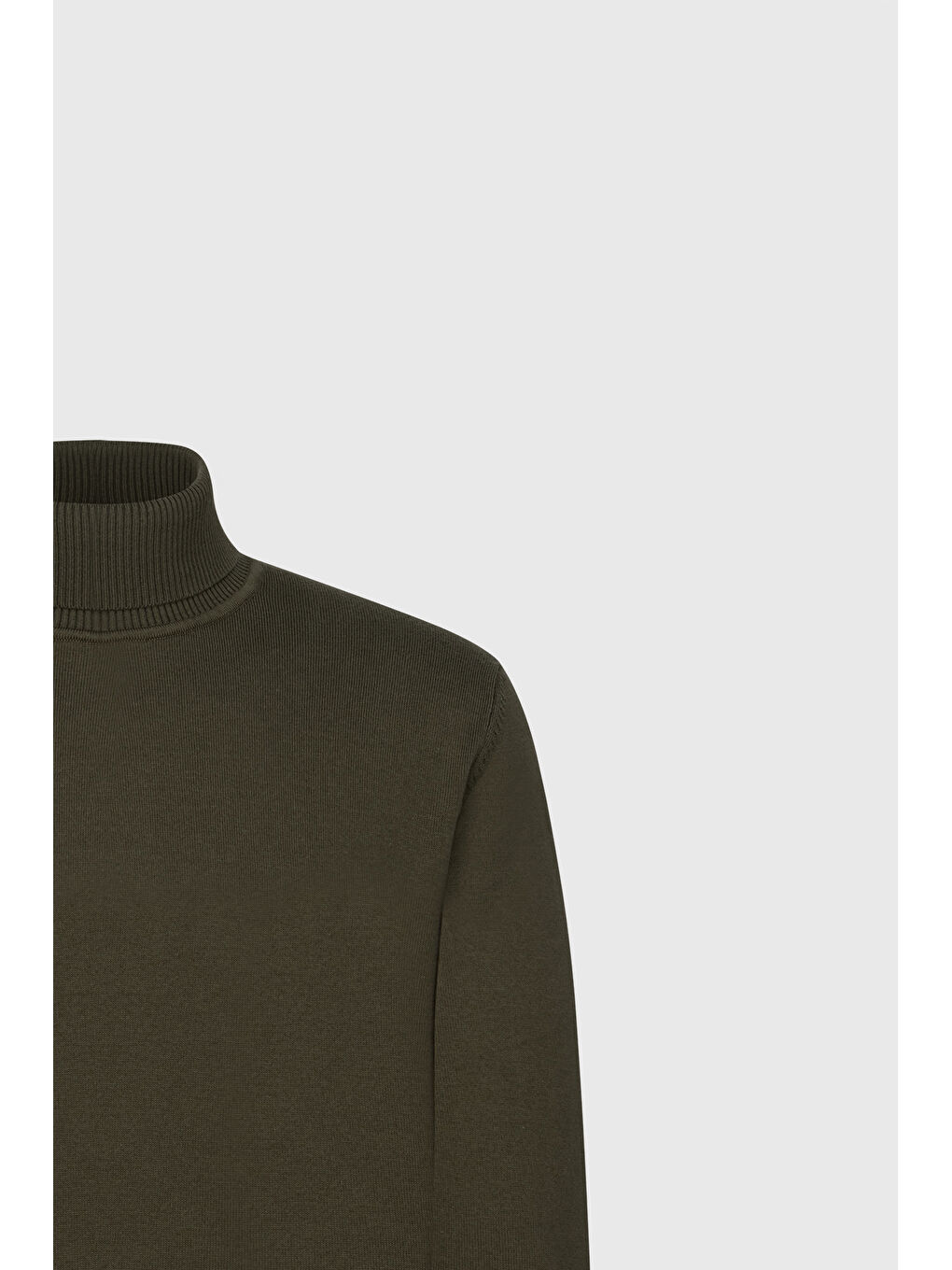 Erkek Haki Pamuklu Standart Fit Normal Kesim Tam Balıkçı Yaka Basic Triko Kazak-8