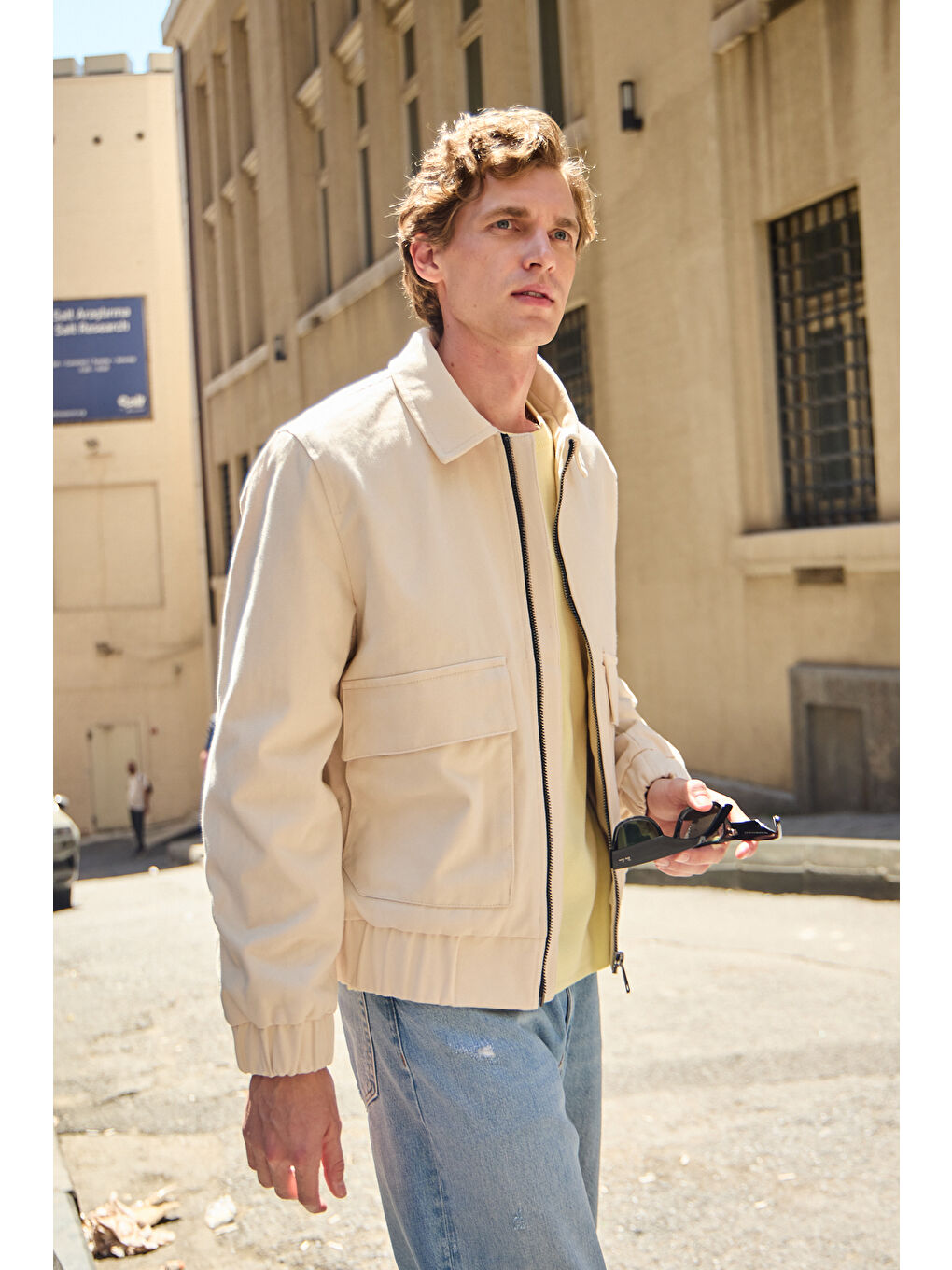 Erkek Pamuklu Mont %100 Pamuk Ceket Bej-3