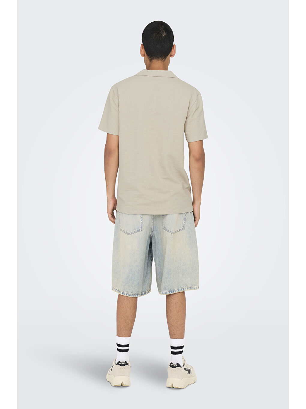 Bej Onskian Streç Pamuklu Regular Fit Polo Yaka Kadın T Shirt 22032818-3