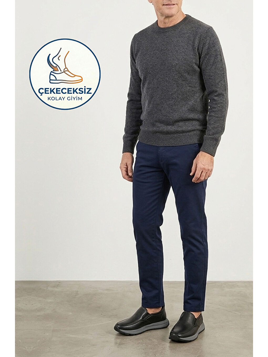 Erkek Hakiki Deri Kolay Giyilir Konfor Ayakkabı 15310Z1102 Siyah-5