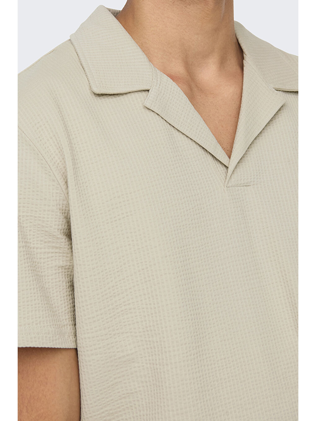 Bej Onskian Streç Pamuklu Regular Fit Polo Yaka Kadın T Shirt 22032818-4