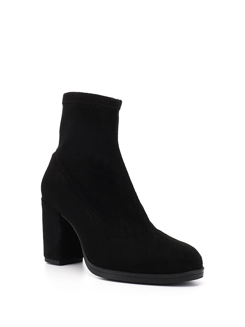 Siyah Kadın SİYAH MELANJ Fermuarlı Kalın Topuklu Bot