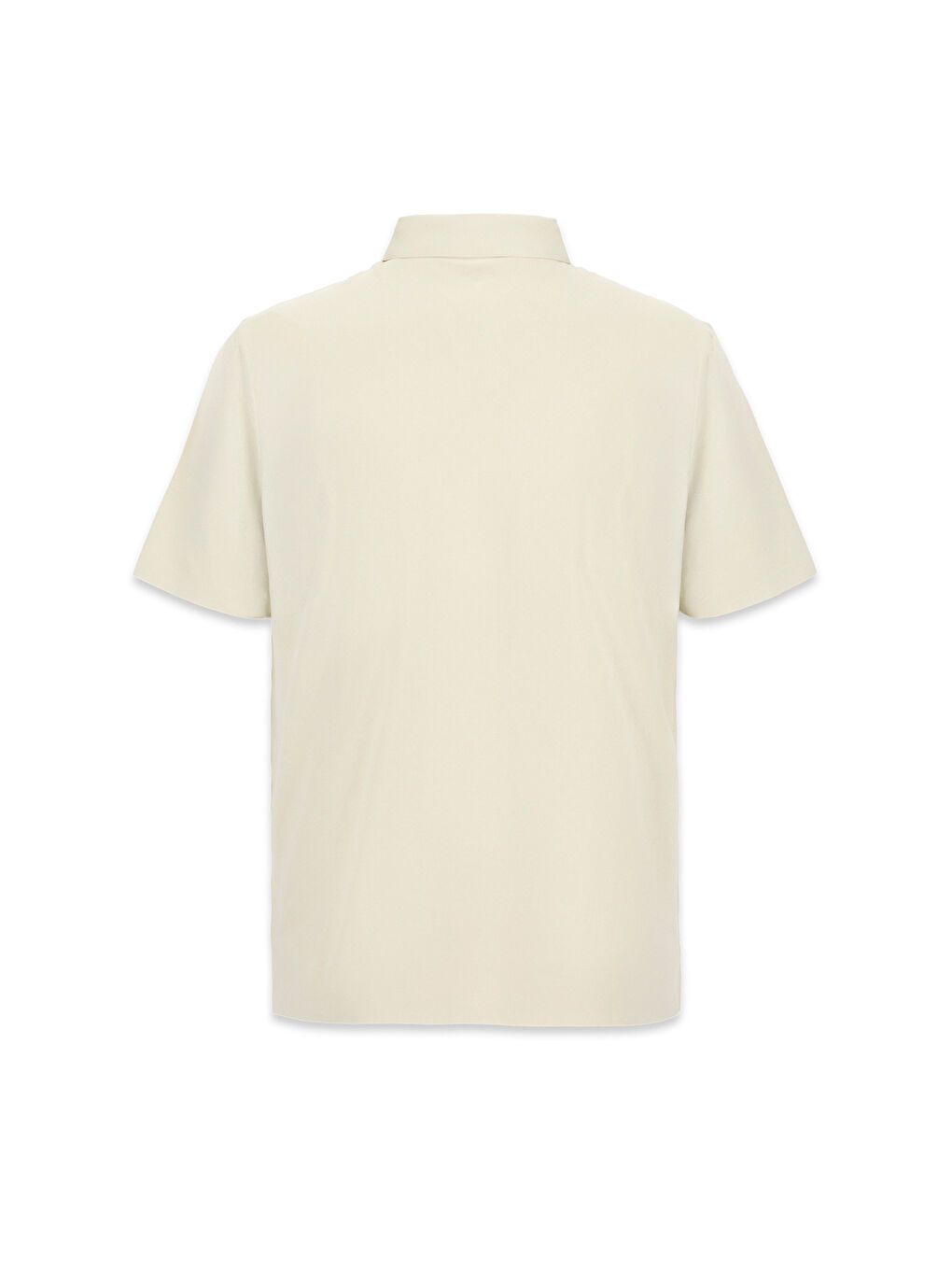 Bej Polo Yaka Regular Fit İpek Karışımlı Dikişsiz Örme Tişört-1