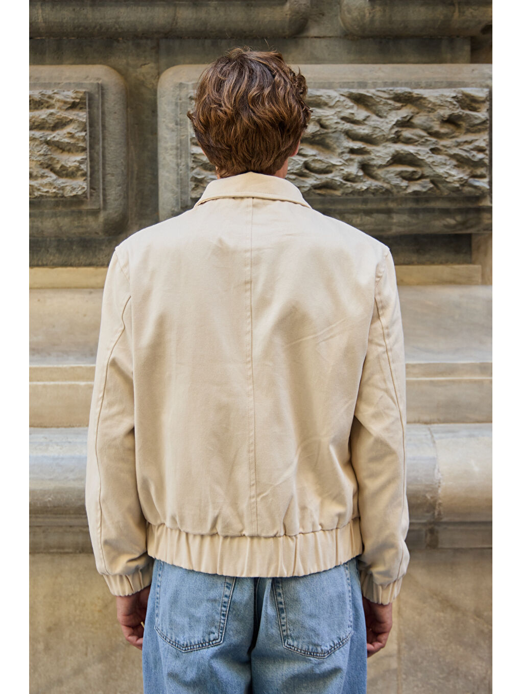 Erkek Pamuklu Mont %100 Pamuk Ceket Bej-4